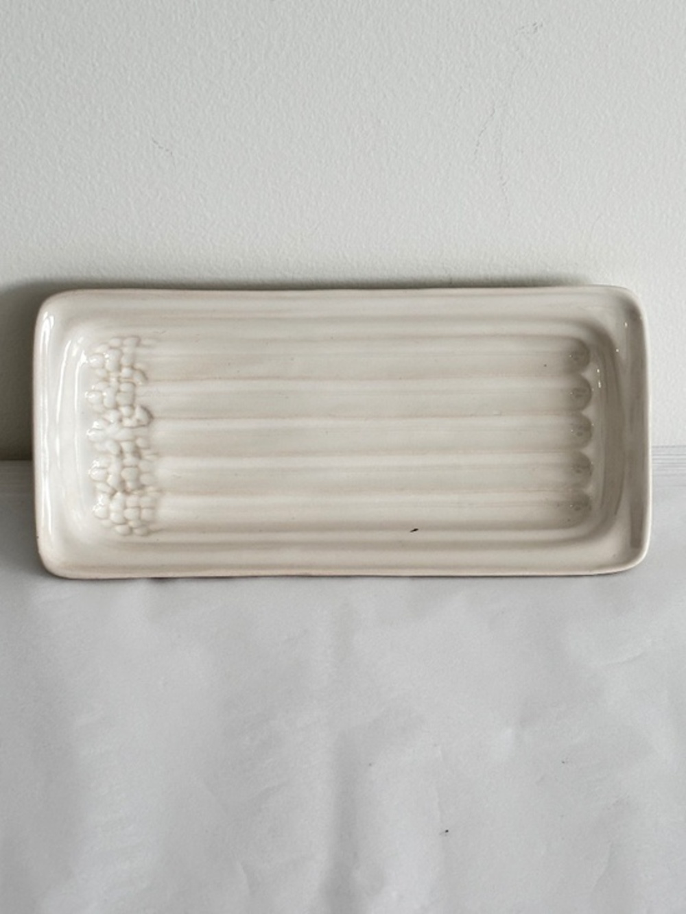 Vintage Sunburst Canada pottery rectangular asparagus serving platter plate